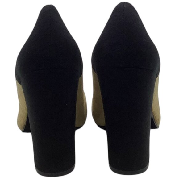 MICHAEL ANTONIO Color Block Gold Black Chunky Block Heels 7 Pumps Retro 80s 90s - Picture 4 of 7
